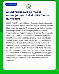 Anunț privind un plan de obținere a avizului de mediu pentru pădure.