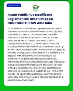 Modificări ale reglementărilor urbanistice privind proiectele rezidențiale și comerciale ale SC CONSTRUCTUS SRL din Alba Iulia.