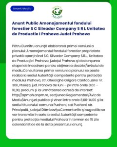 Anunt Public Amenajamentul fondului forestier S C Silvador Company S R