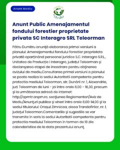 Anunt Public Amenajamentul fondului forestier proprietate privata SC I