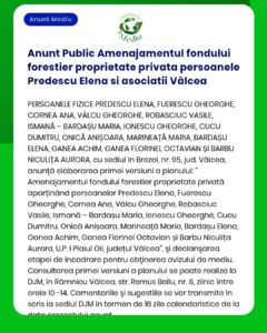 Anunt Public Amenajamentul fondului forestier proprietate privata pers