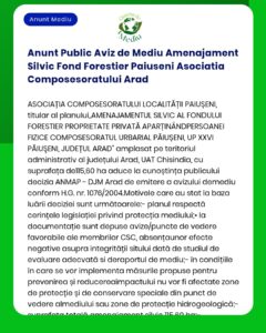Anunt Public Aviz de Mediu Amenajament Silvic Fond Forestier Paiuseni