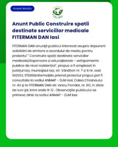 Anunt Public Construire spatii destinate serviciilor medicale FITERMAN