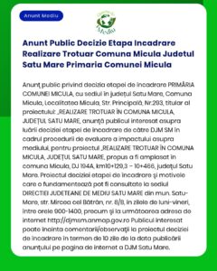 Anunt Public Decizie Etapa Incadrare Realizare Trotuar Comuna Micula J