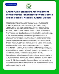 Anunt Public Elaborare Amenajament Fond Forestier Proprietate Privata
