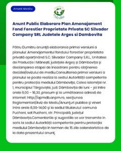 Anunt Public Elaborare Plan Amenajament Fond Forestier Proprietate Pri
