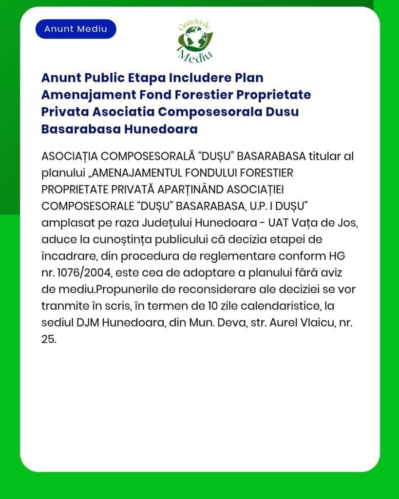 Anunt Public Etapa Includere Plan Amenajament Fond Forestier Proprieta