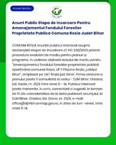 Anunt Public Etapa de Incarcare Pentru Amenajamentul Fondului Forestie