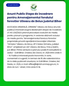 Anunt Public Etapa de incadrare pentru Amenajamentul fondului forestie