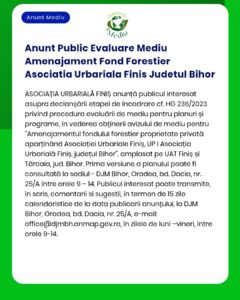 Anunt Public Evaluare Mediu Amenajament Fond Forestier Asociatia Urbar