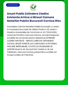 Anunt Public Extindere Cladire Existenta Arhiva si Birouri Camera Nota