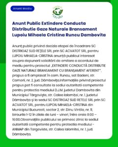 Anunt Public Extindere Conducta Distributie Gaze Naturale Bransament L