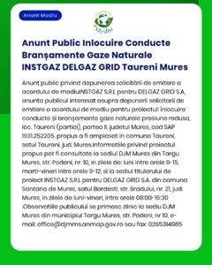 Anunt Public Inlocuire Conducte Branșamente Gaze Naturale INSTGAZ DELG
