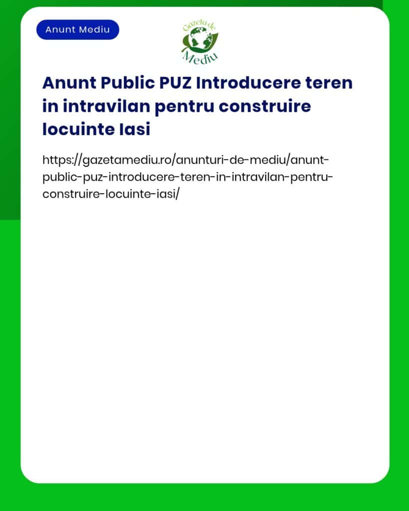 Anunt Public PUZ Introducere teren in intravilan pentru construire loc