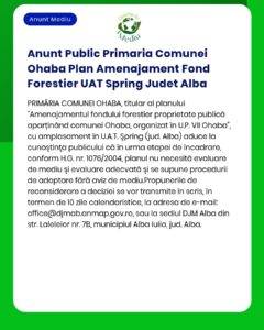 Anunt Public Primaria Comunei Ohaba Plan Amenajament Fond Forestier UA