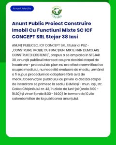 Anunt Public Proiect Construire Imobil Cu Functiuni Mixte SC ICF CONCE