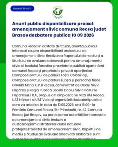 Anunt public disponibilizare proiect amenajament silvic comuna Recea j