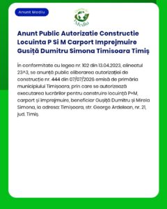 Anunt Public Autorizatie Constructie Locuinta P Si M Carport Imprejmui