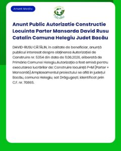 Anunt Public Autorizatie Constructie Locuinta Parter Mansarda David Ru