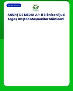 Anunț de mediu pentru U.P. II Slăniceni, Argeș, titular: Asociația Moșnenilor Slăniceni.