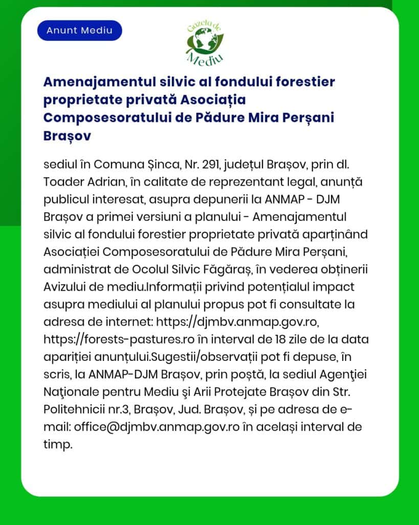 Amenajamentul silvic al fondului forestier proprietate privată Asociaț