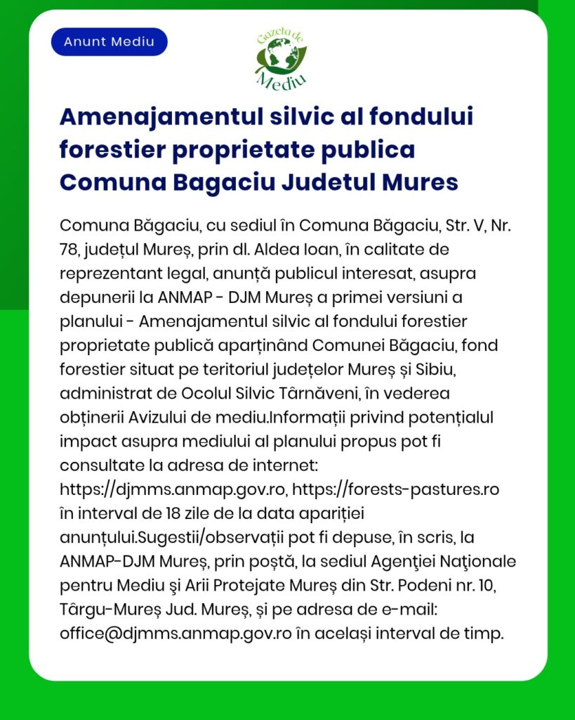 Amenajamentul silvic al fondului forestier proprietate publica Comuna
