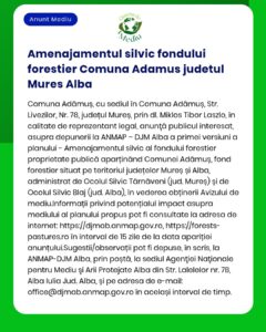 Amenajamentul silvic fondului forestier Comuna Adamus judetul Mures Al