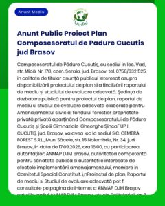 Planul proiectului „Cucutis” din pădurea din județul Brașov, anunț privind evaluarea impactului asupra mediului.