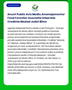 Anunt Public Aviz Mediu Amenajamentul Fond Forestier Asociatia Urbaria