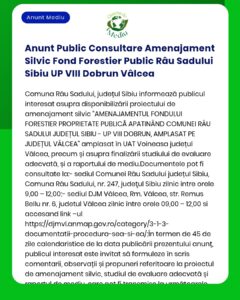 Anunt Public Consultare Amenajament Silvic Fond Forestier Public Râu S