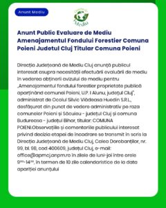 Anunt Public Evaluare de Mediu Amenajamentul Fondului Forestier Comuna