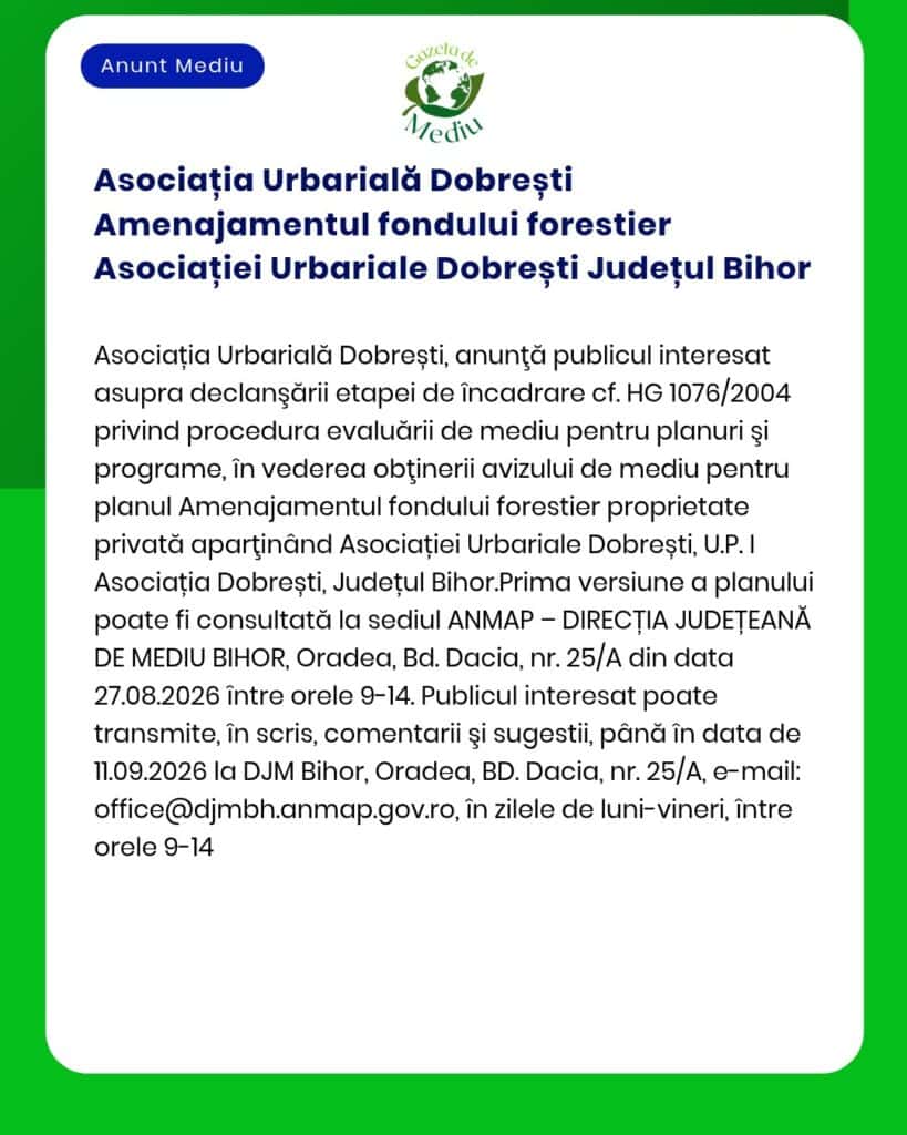 Asociația Urbarială Dobrești Amenajamentul fondului forestier Asociați