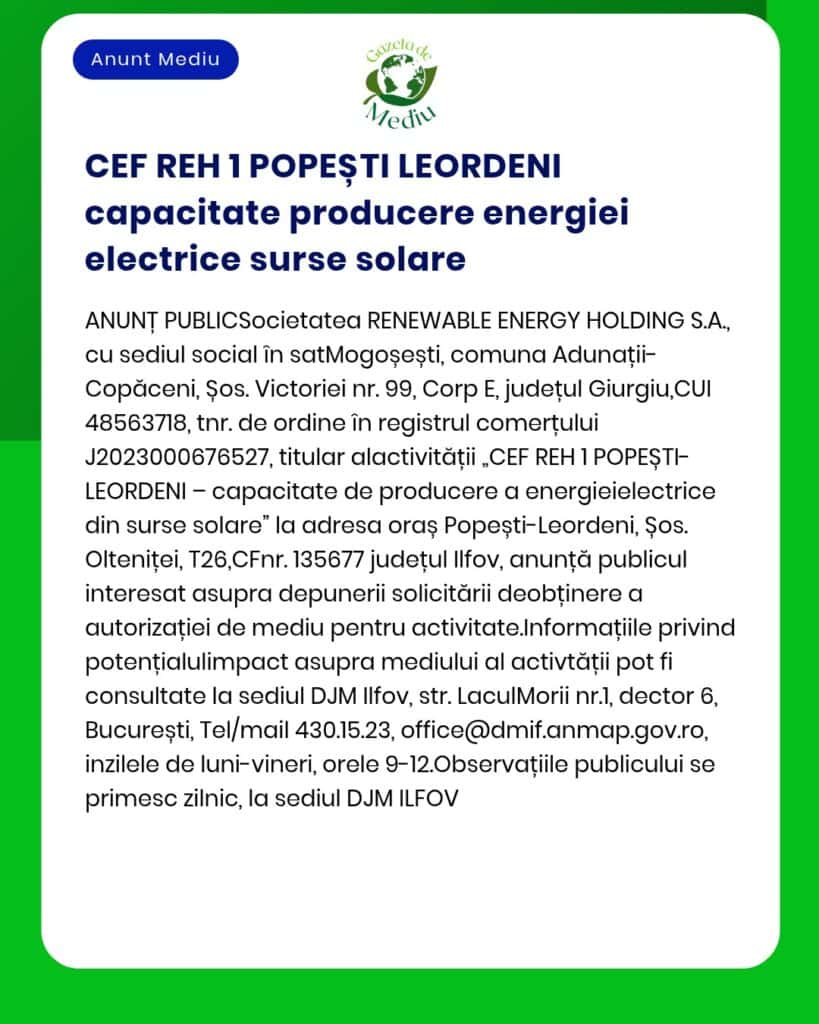 CEF REH 1 POPEȘTI LEORDENI capacitate producere energiei electrice sur