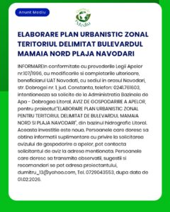 ELABORARE PLAN URBANISTIC ZONAL TERITORIUL DELIMITAT BULEVARDUL MAMAIA