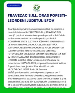 FRAVEZAC S.R.L. anunță un proiect pentru construirea unei stații electrice și a infrastructurii aferente în Popesti-Leordeni, județul Ilfov, România.