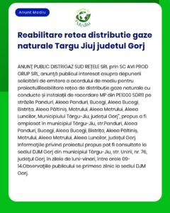 Reabilitare retea distributie gaze naturale Targu Jiuj judetul Gorj