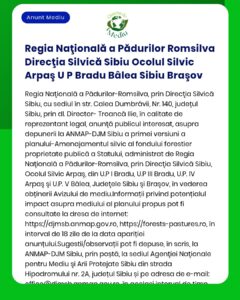 Regia Naţională a Pădurilor Romsilva Direcţia Silvică Sibiu Ocolul Sil