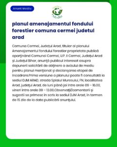 planul amenajamentul fondului forestier comuna cermei judetul arad