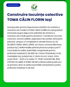 Construcția de locuințe colective TOMA CĂLIN FLORIN, Iași.