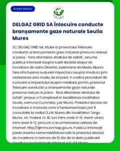 Înlocuirea conductelor de racordare la rețeaua de gaze naturale din Seulia, județul Mureș, de către Delgaz Grid SA.