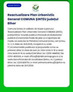 Actualizarea Planului General de Urbanism al comunei Șinteu, județul Bihor.