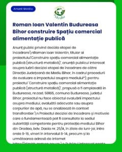Construcția unui spațiu comercial destinat alimentației, Roman Ioan Valentin, Budureasa, Bihor.